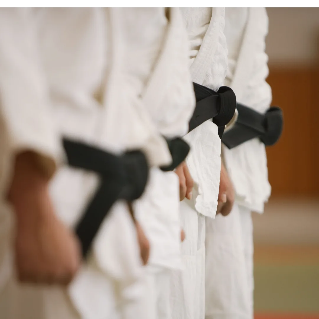 Martial artists practicing together in a dojo
