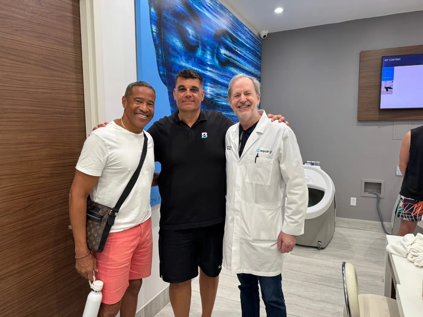 Jean Pierre Ciesielski with two recovery specialists